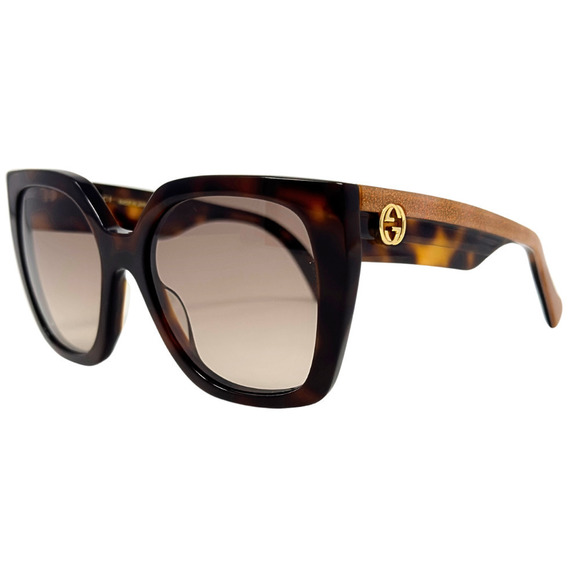 Gucci Sunglasses GG Logo Glitter Havana Hollywood Oversize Square Gradient Brown - Picture 9 of 13